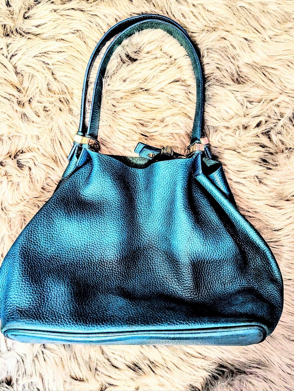MICHAEL KORS Teal Leather Shoulder Bag - Classic Tote
